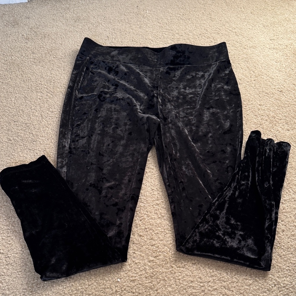 LOGO by Lori Goldstein Black Velvet Leggings